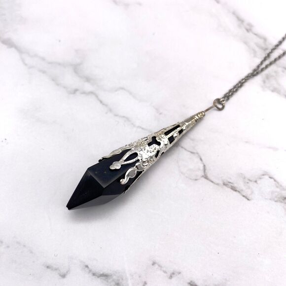 Black Resin Pendulum Necklace - Picture 1 of 10